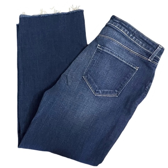 L'AGENCE Wanda Wide Leg High Rise Crop Uncut Hem Frisco Indigo Blue Wash Size 30 - Picture 7 of 11